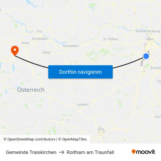 Gemeinde Traiskirchen to Roitham am Traunfall map