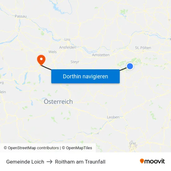 Gemeinde Loich to Roitham am Traunfall map