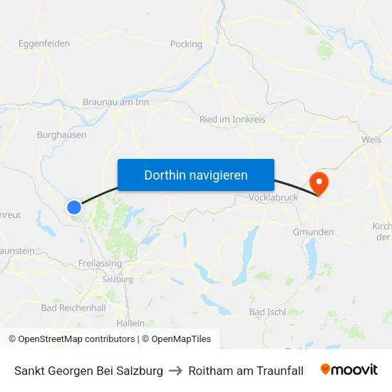 Sankt Georgen Bei Salzburg to Roitham am Traunfall map