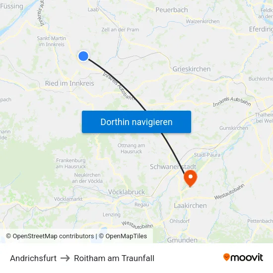Andrichsfurt to Roitham am Traunfall map
