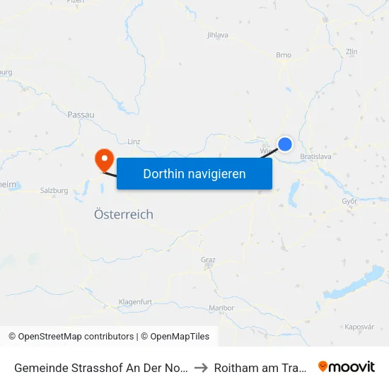 Gemeinde Strasshof An Der Nordbahn to Roitham am Traunfall map