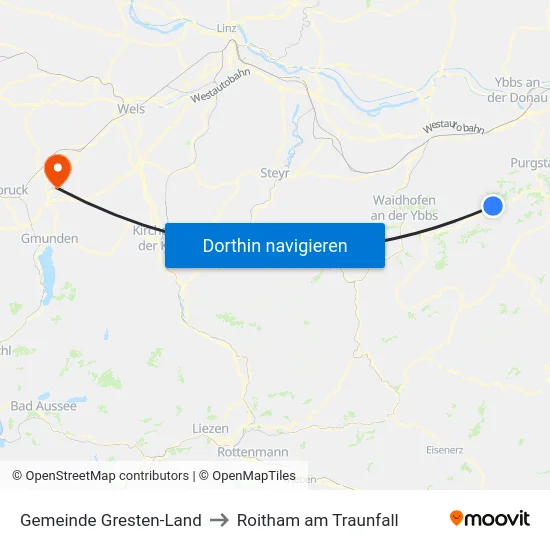 Gemeinde Gresten-Land to Roitham am Traunfall map