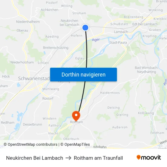 Neukirchen Bei Lambach to Roitham am Traunfall map