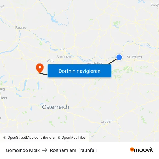 Gemeinde Melk to Roitham am Traunfall map