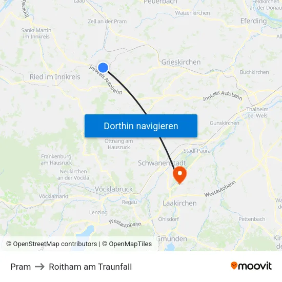 Pram to Roitham am Traunfall map