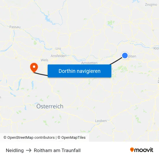 Neidling to Roitham am Traunfall map