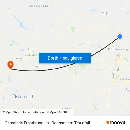 Gemeinde Ernstbrunn to Roitham am Traunfall map