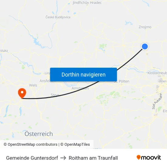 Gemeinde Guntersdorf to Roitham am Traunfall map
