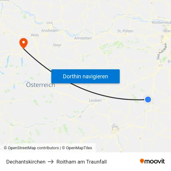 Dechantskirchen to Roitham am Traunfall map