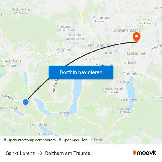 Sankt Lorenz to Roitham am Traunfall map