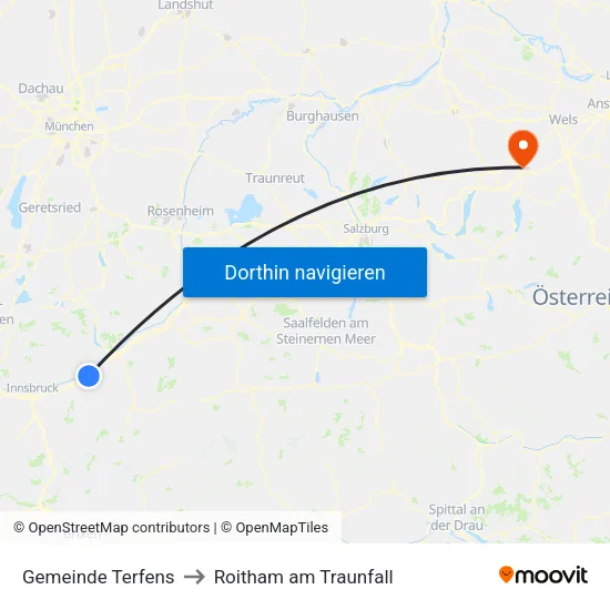 Gemeinde Terfens to Roitham am Traunfall map