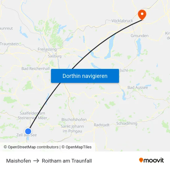 Maishofen to Roitham am Traunfall map