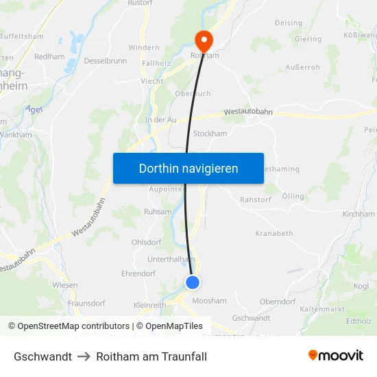 Gschwandt to Roitham am Traunfall map