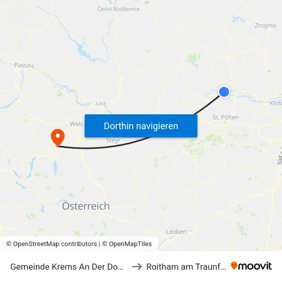 Gemeinde Krems An Der Donau to Roitham am Traunfall map