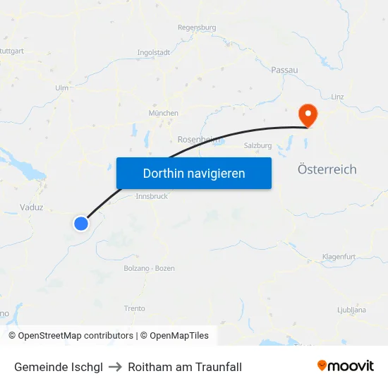Gemeinde Ischgl to Roitham am Traunfall map