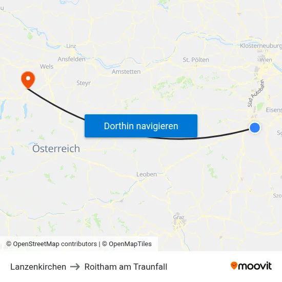 Lanzenkirchen to Roitham am Traunfall map