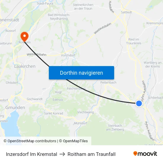 Inzersdorf Im Kremstal to Roitham am Traunfall map