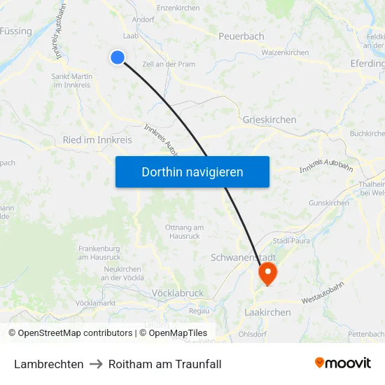 Lambrechten to Roitham am Traunfall map