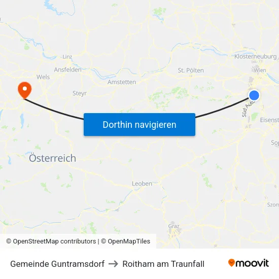 Gemeinde Guntramsdorf to Roitham am Traunfall map