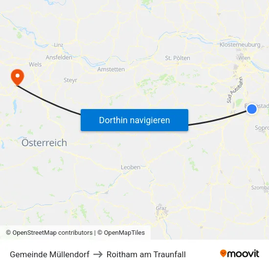 Gemeinde Müllendorf to Roitham am Traunfall map