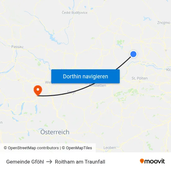 Gemeinde Gföhl to Roitham am Traunfall map