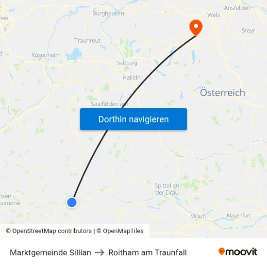 Marktgemeinde Sillian to Roitham am Traunfall map