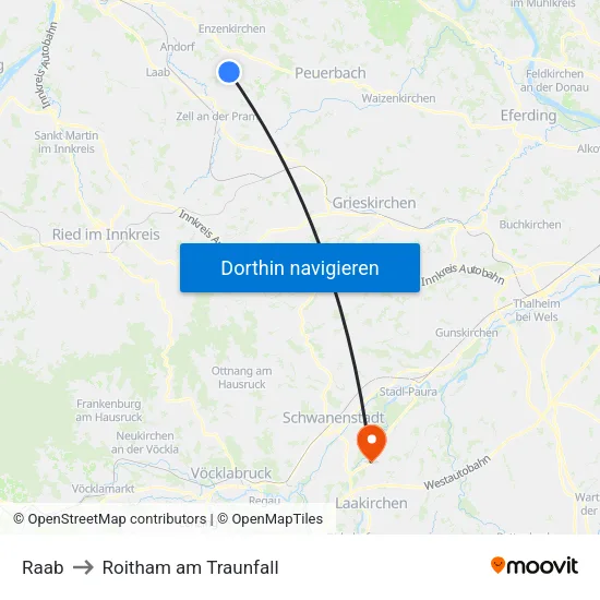 Raab to Roitham am Traunfall map