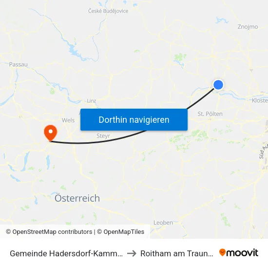 Gemeinde Hadersdorf-Kammern to Roitham am Traunfall map