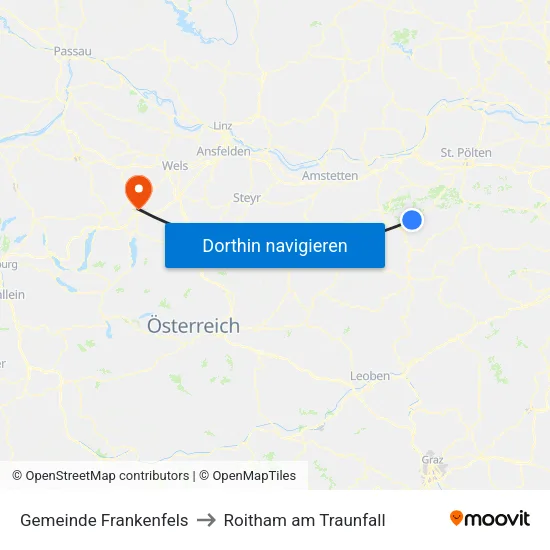 Gemeinde Frankenfels to Roitham am Traunfall map