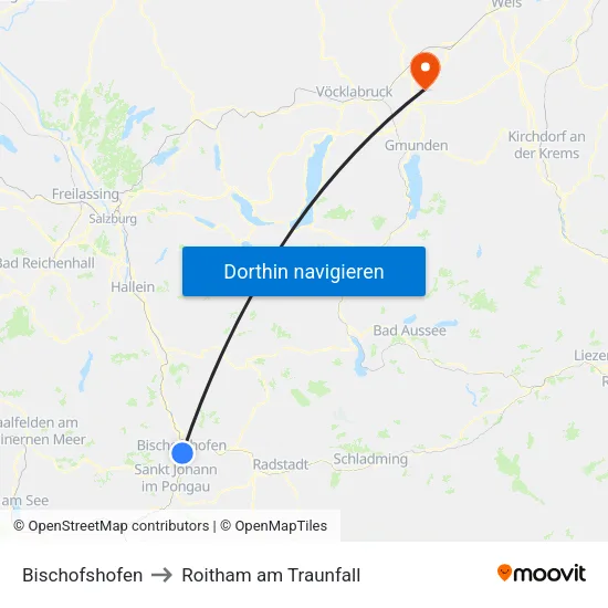 Bischofshofen to Roitham am Traunfall map
