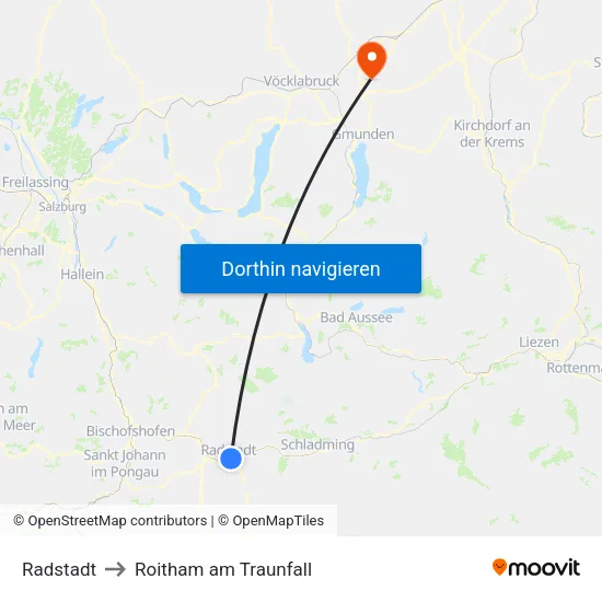 Radstadt to Roitham am Traunfall map