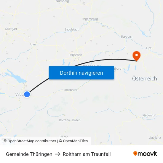 Gemeinde Thüringen to Roitham am Traunfall map