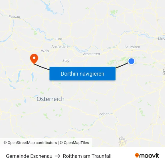 Gemeinde Eschenau to Roitham am Traunfall map