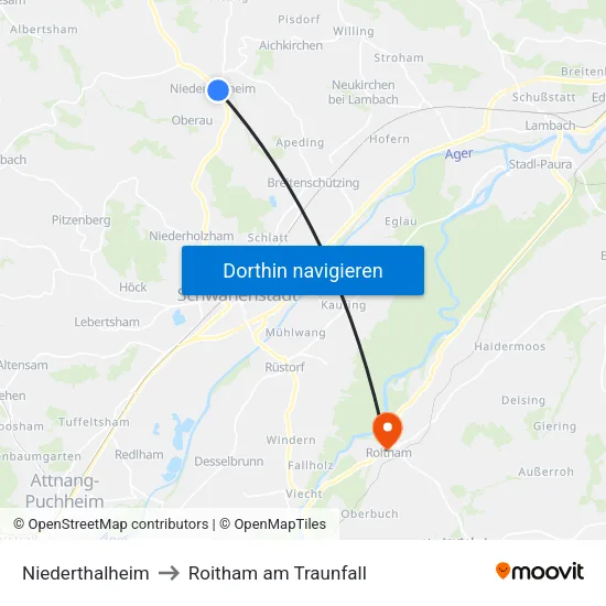 Niederthalheim to Roitham am Traunfall map