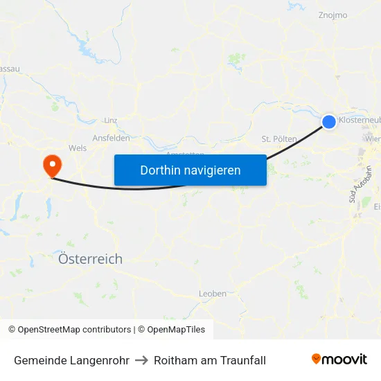 Gemeinde Langenrohr to Roitham am Traunfall map