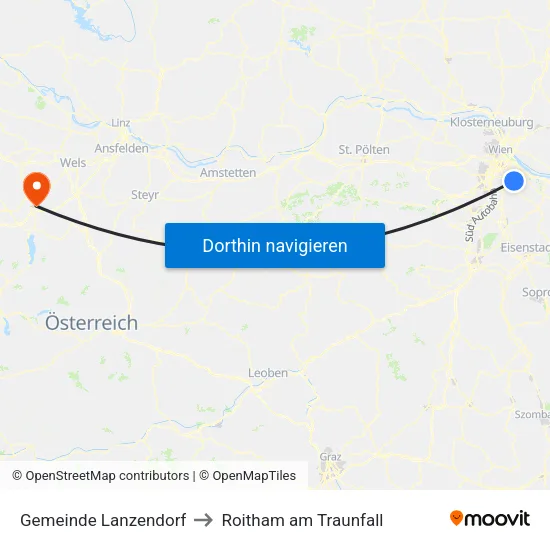 Gemeinde Lanzendorf to Roitham am Traunfall map