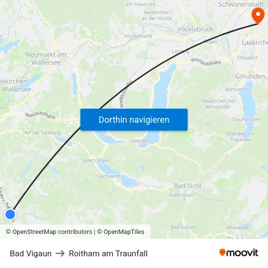 Bad Vigaun to Roitham am Traunfall map