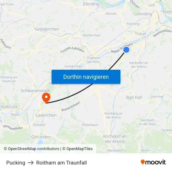 Pucking to Roitham am Traunfall map