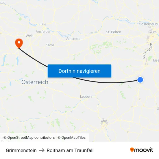 Grimmenstein to Roitham am Traunfall map