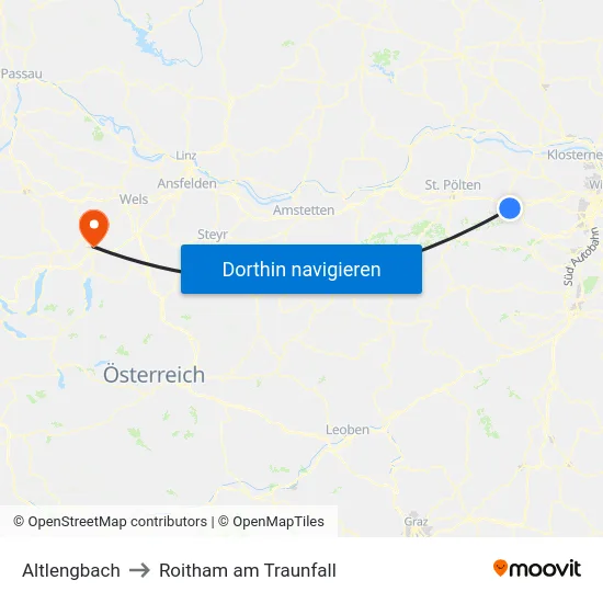 Altlengbach to Roitham am Traunfall map