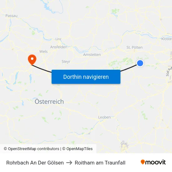 Rohrbach An Der Gölsen to Roitham am Traunfall map