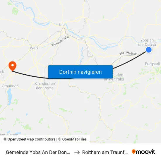 Gemeinde Ybbs An Der Donau to Roitham am Traunfall map