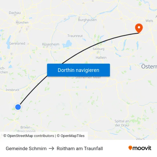 Gemeinde Schmirn to Roitham am Traunfall map