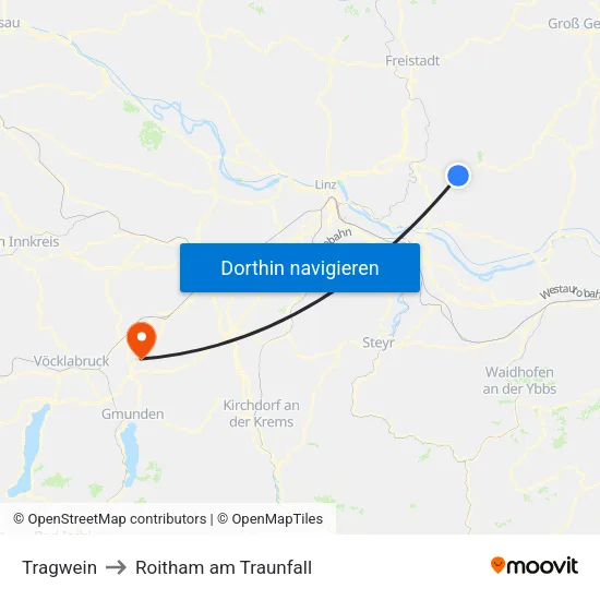 Tragwein to Roitham am Traunfall map