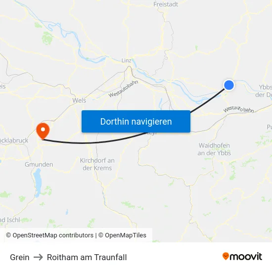 Grein to Roitham am Traunfall map