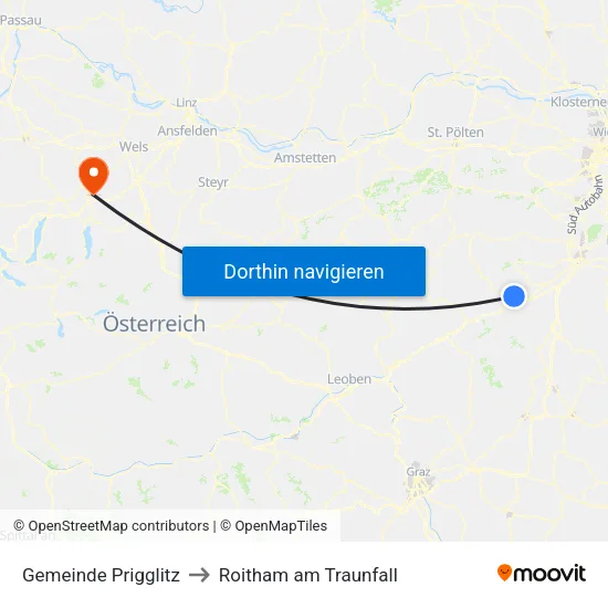 Gemeinde Prigglitz to Roitham am Traunfall map