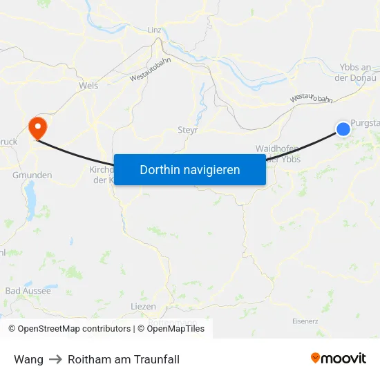 Wang to Roitham am Traunfall map
