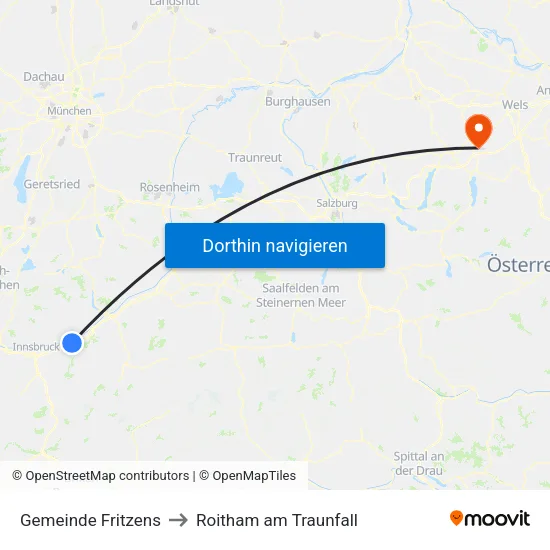 Gemeinde Fritzens to Roitham am Traunfall map