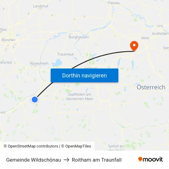 Gemeinde Wildschönau to Roitham am Traunfall map