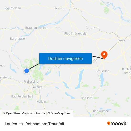 Laufen to Roitham am Traunfall map